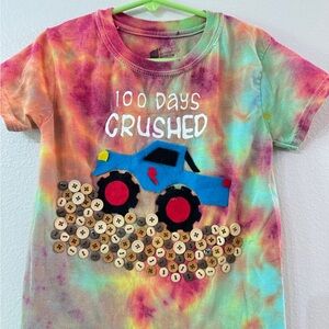 100 days of school Colorful Tie-Dye Monster Truck T-Shirt